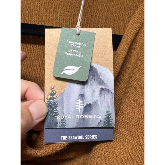 NWT - ROYAL ROBBINS Westlands Cowl Neck SeaWool Sweater, Caramel, Sz L - Picture 7 of 11